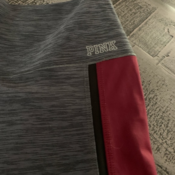 Victoria Secret Bonded Large Gray and Burgundy Leggings, inseam 28” EUC - Picture 2 of 7